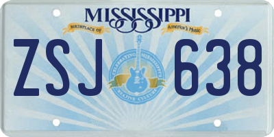 MS license plate ZSJ638