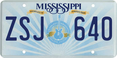 MS license plate ZSJ640