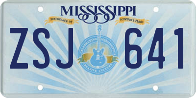 MS license plate ZSJ641