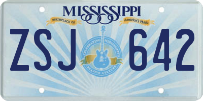 MS license plate ZSJ642