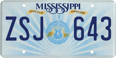 MS license plate ZSJ643