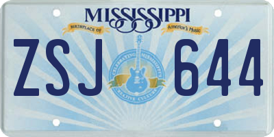 MS license plate ZSJ644