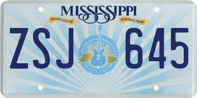 MS license plate ZSJ645