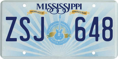 MS license plate ZSJ648