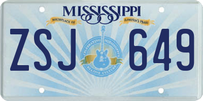 MS license plate ZSJ649