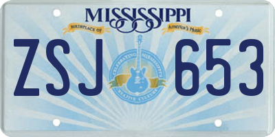 MS license plate ZSJ653