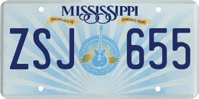 MS license plate ZSJ655