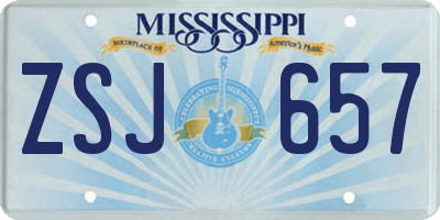 MS license plate ZSJ657