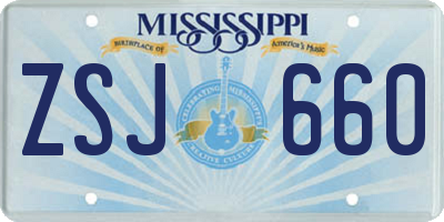 MS license plate ZSJ660