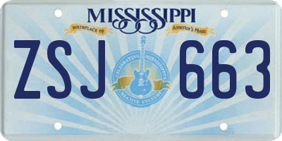 MS license plate ZSJ663