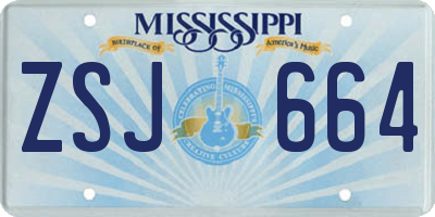 MS license plate ZSJ664