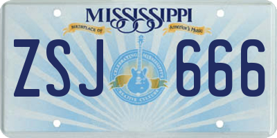 MS license plate ZSJ666