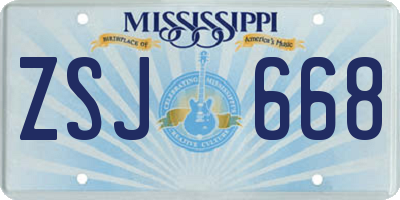 MS license plate ZSJ668