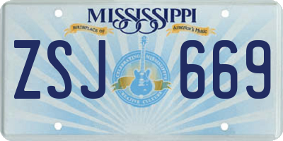 MS license plate ZSJ669