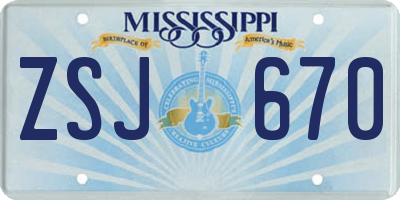 MS license plate ZSJ670