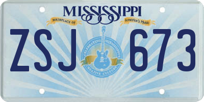 MS license plate ZSJ673