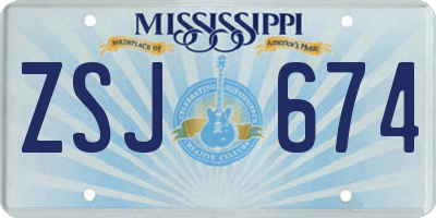 MS license plate ZSJ674