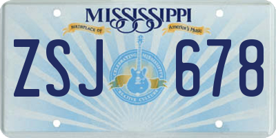 MS license plate ZSJ678