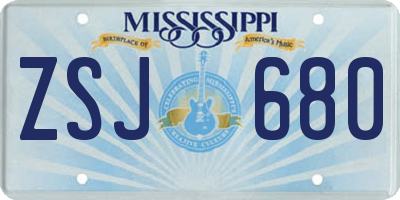 MS license plate ZSJ680