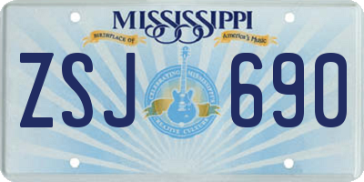 MS license plate ZSJ690