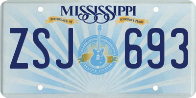 MS license plate ZSJ693