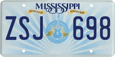 MS license plate ZSJ698