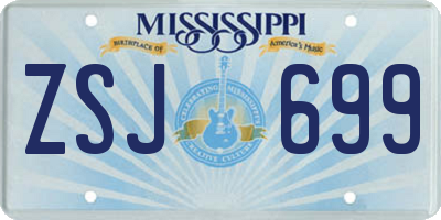 MS license plate ZSJ699