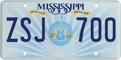 MS license plate ZSJ700