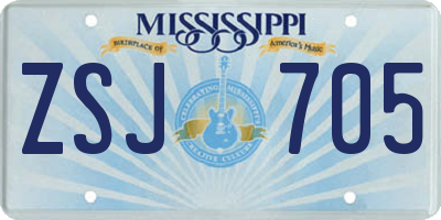 MS license plate ZSJ705