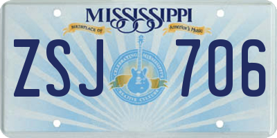 MS license plate ZSJ706