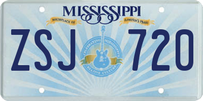 MS license plate ZSJ720