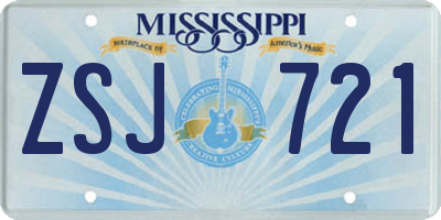 MS license plate ZSJ721
