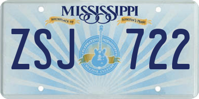 MS license plate ZSJ722