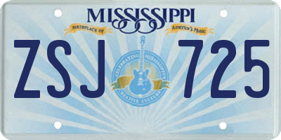 MS license plate ZSJ725