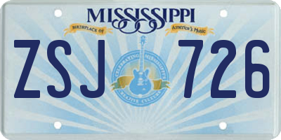 MS license plate ZSJ726