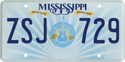MS license plate ZSJ729