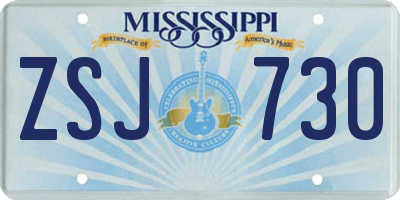 MS license plate ZSJ730