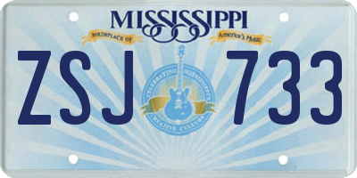 MS license plate ZSJ733