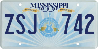 MS license plate ZSJ742