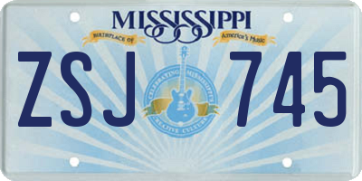 MS license plate ZSJ745