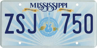 MS license plate ZSJ750
