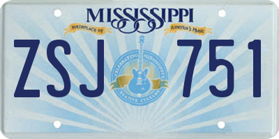 MS license plate ZSJ751