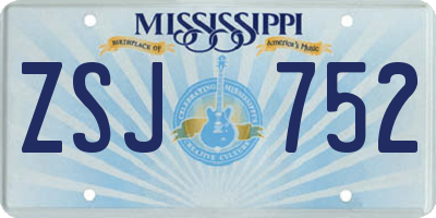 MS license plate ZSJ752