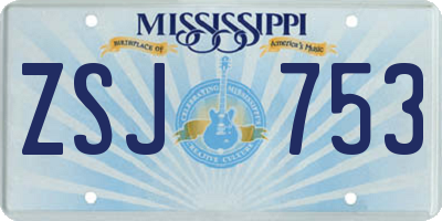 MS license plate ZSJ753