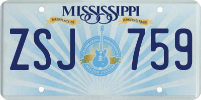 MS license plate ZSJ759