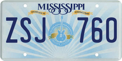 MS license plate ZSJ760