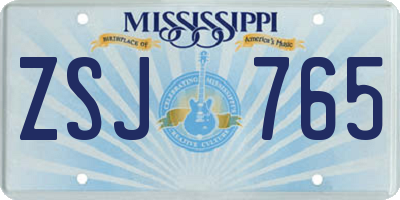 MS license plate ZSJ765
