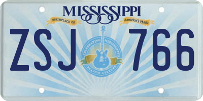 MS license plate ZSJ766