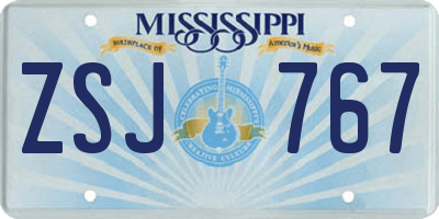 MS license plate ZSJ767