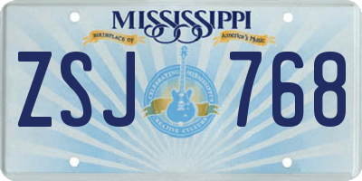 MS license plate ZSJ768